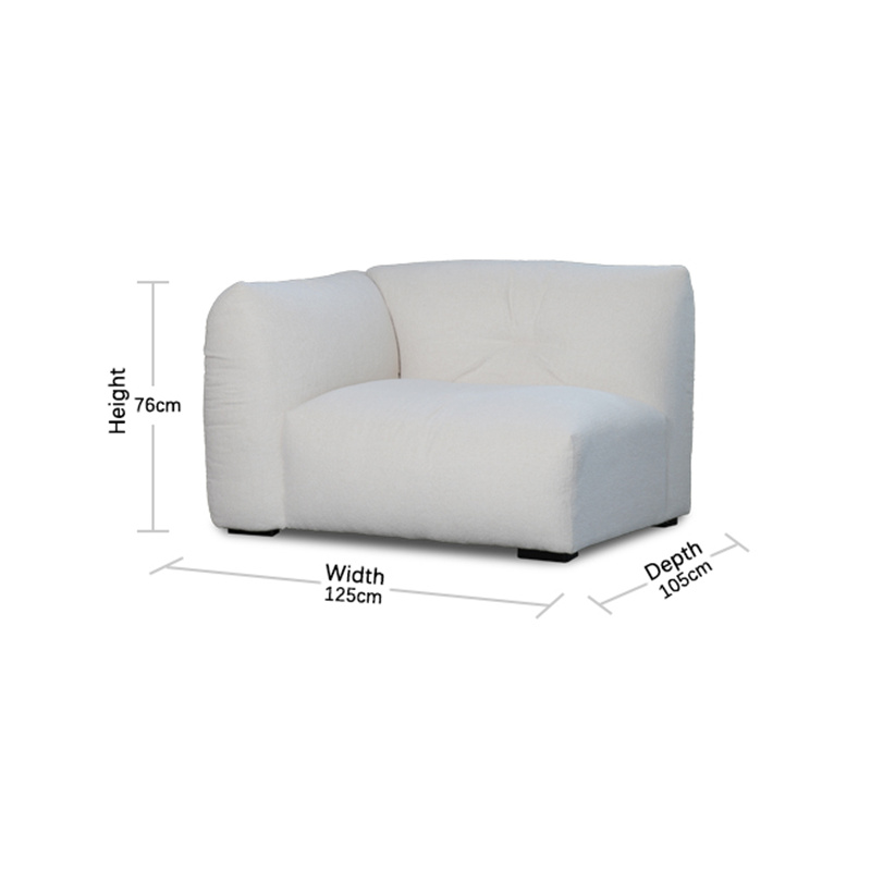 Brød Sofa—1 sete venstre arm størrelser