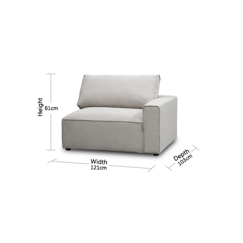 Bumia Modular Sofa—1 Seat Right Arm sizes