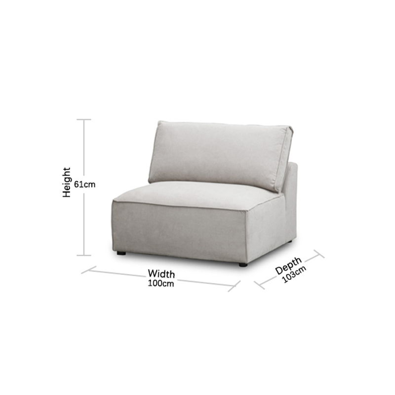 Bumia Modular Sofa—1 Seat Armless sizes